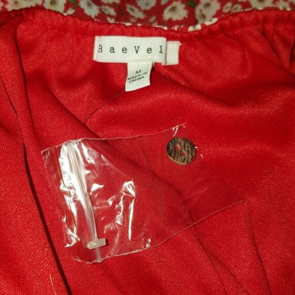 NWOT BaeVely Red Floral Spaghetti Strap Tunic? Mini Dress? Lined Size Medium - Picture 8 of 11